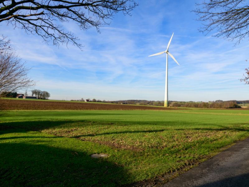 wind turbine on a working farm uk